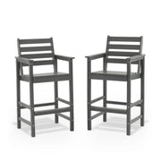 Outdoor Tall Adirondack Bar Chairs Set of 2,All-Weather HDPE Outdoor Bar Stools For Poolside Gray Picture-1 | Furnimart