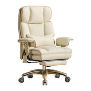 Furniliving Modern Big Tall Executive Office Chair Pu Leather Office Desk Chair With Footrest Beige Picture-1 | Furnimart