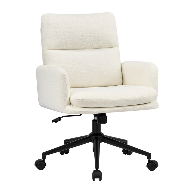 Modern Chenille Task Chair with Curved High Backrest Beige Picture-1 |Furnimart