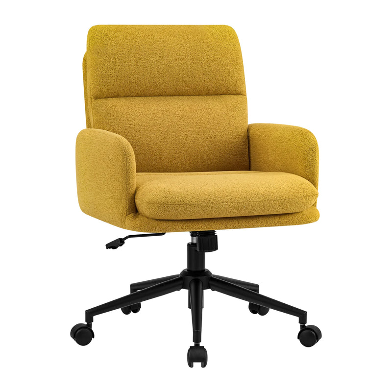 Modern Chenille Task Chair with Curved High Backrest Yellow Picture-1 |Furnimart