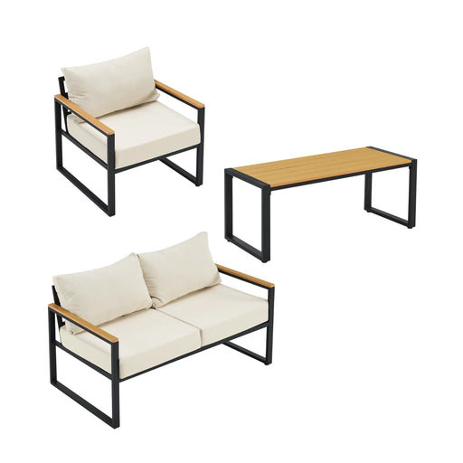 Furniliving 4-pcs outdoor chairs for the front courtyard,four deep seating chairs paired with a coffee table, all-weather camping and leisure chairs Beige Picture-1 | Furnimart