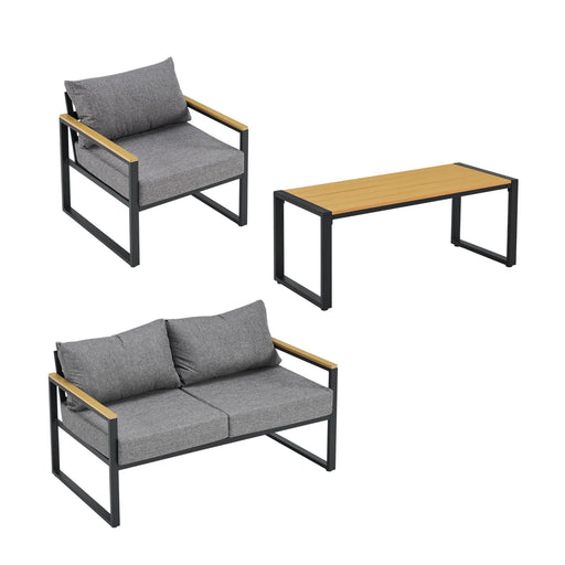 Furniliving 4-pcs outdoor chairs for the front courtyard,four deep seating chairs paired with a coffee table, all-weather camping and leisure chairs Gray Picture-1 | Furnimart