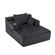 66" Oversized Chaise Lounge Indoor, Upholstered Sofa Bed with 1 Cup Holders & 4 Side Pockets Gray Picture-1 | Furnimart