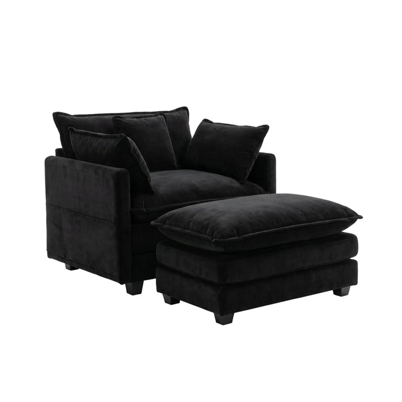 Modern Corduroy Couch Black Picture-1 | Furnimart