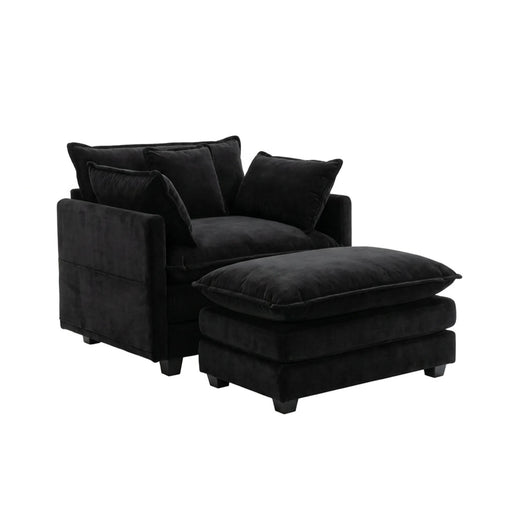 Modern Corduroy Couch Black Picture-1 | Furnimart
