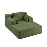 66" Oversized Chaise Lounge Indoor, Upholstered Sofa Bed with 1 Cup Holders & 4 Side Pockets Green Picture-1 | Furnimart
