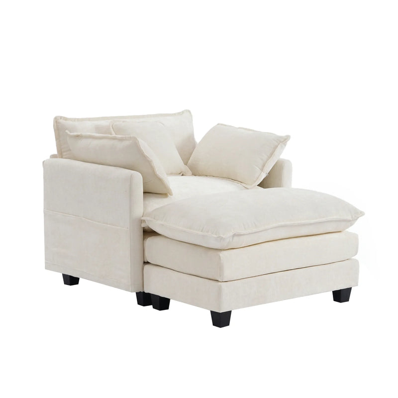 Modern Corduroy Couch White Picture-1 | Furnimart