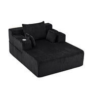 66" Oversized Chaise Lounge Indoor, Upholstered Sofa Bed with 1 Cup Holders & 4 Side Pockets Black Picture-1 | Furnimart