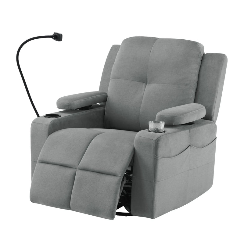 Power Rocking Chair Nursery with Adjustable Armrests Gray Picture-1 | Furnimart