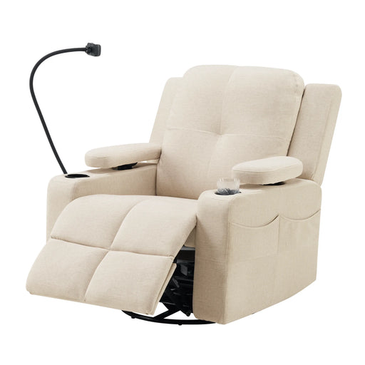 Power Rocking Chair Nursery with Adjustable Armrests Beige Picture-1 | Furnimart