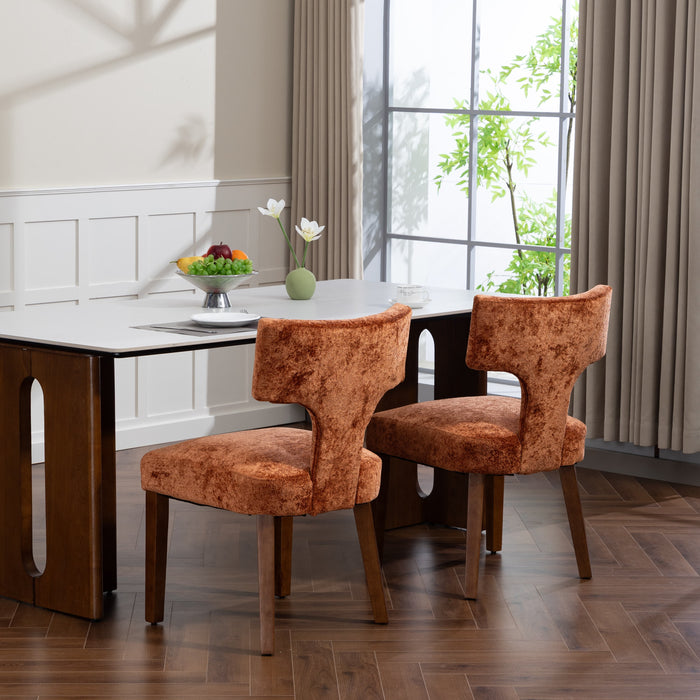 Furniliving Mid Century Modern Dining Chairs Set of 2, Farmhouse Chenille Fabric Upholstered Accent Chair,Kitchen Chairs with Hardwood Frame,