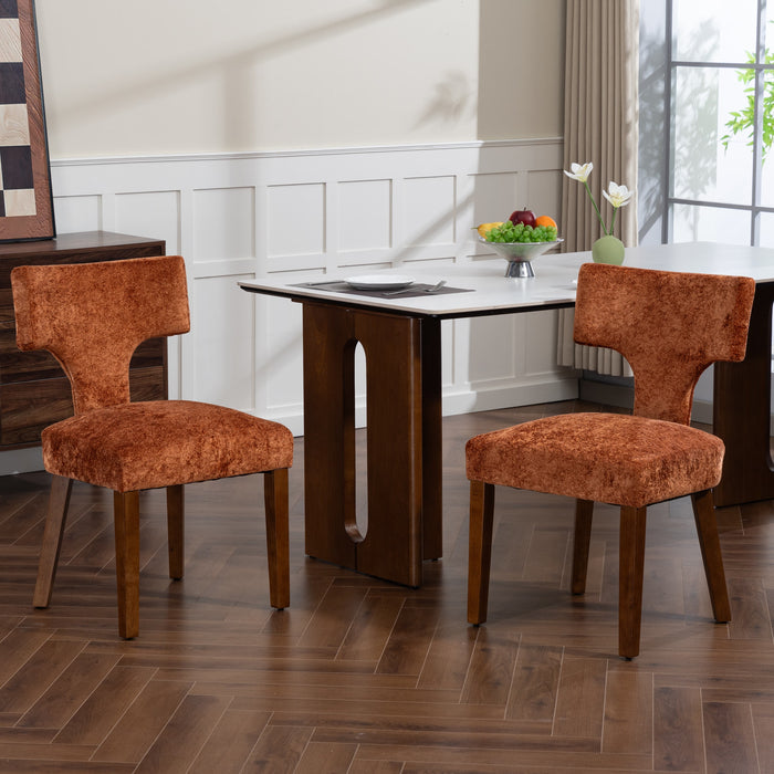 Furniliving Mid Century Modern Dining Chairs Set of 2, Farmhouse Chenille Fabric Upholstered Accent Chair,Kitchen Chairs with Hardwood Frame,