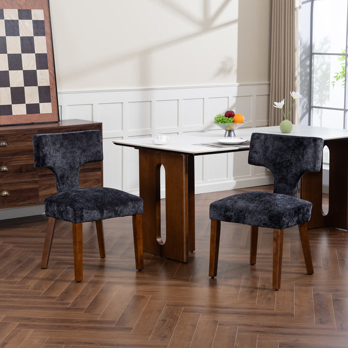 Furniliving Mid Century Modern Dining Chairs Set of 2, Farmhouse Chenille Fabric Upholstered Accent Chair,Kitchen Chairs with Hardwood Frame,