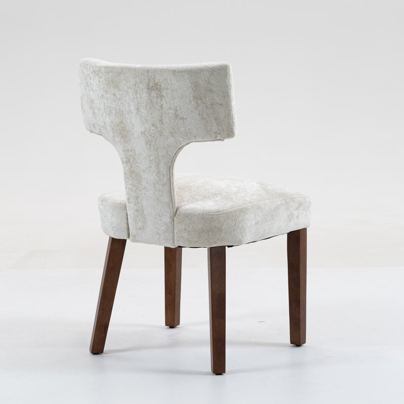 Furniliving Mid Century Modern Dining Chairs Set of 2, Farmhouse Chenille Fabric Upholstered Accent Chair,Kitchen Chairs with Hardwood Frame,