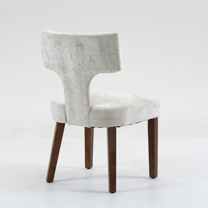 Furniliving Mid Century Modern Dining Chairs Set of 2, Farmhouse Chenille Fabric Upholstered Accent Chair,Kitchen Chairs with Hardwood Frame,