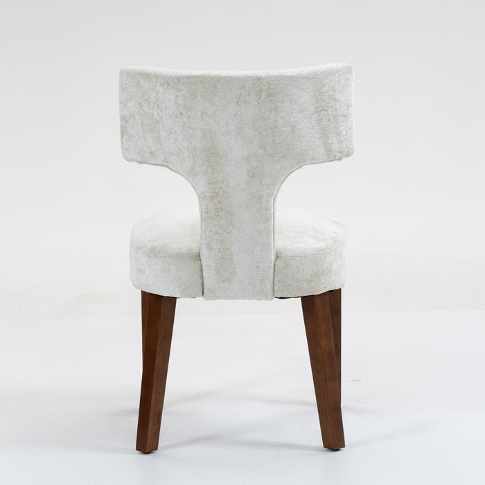 Furniliving Mid Century Modern Dining Chairs Set of 2, Farmhouse Chenille Fabric Upholstered Accent Chair,Kitchen Chairs with Hardwood Frame,