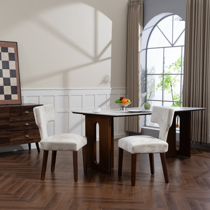 Furniliving Mid Century Modern Dining Chairs Set of 2, Farmhouse Chenille Fabric Upholstered Accent Chair,Kitchen Chairs with Hardwood Frame,