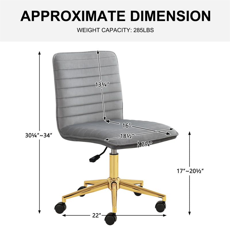 Auctin Upholstered Office Chair in Velvet