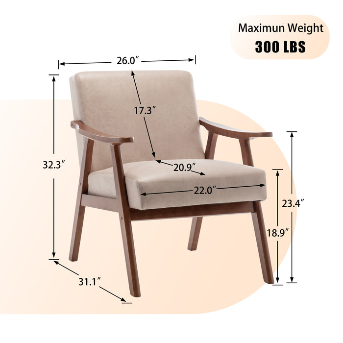 Furniliving Mid-Century Modern Chair, Living Room Chair with Solid Wood Frame, Accent Chair Extra-Thick Backrest, Wingback Chair for Bedroom, Reading Room, Living Room, Lounge Chair Indoor