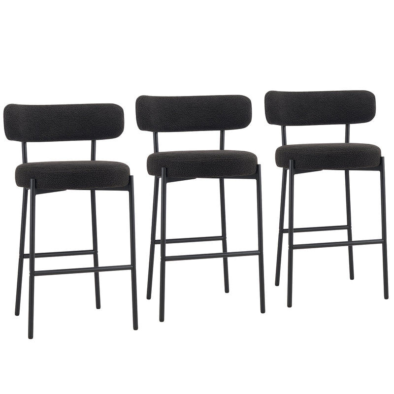 38’’ Upholstered Bar Chairs With Curved Backrest Set Of 2